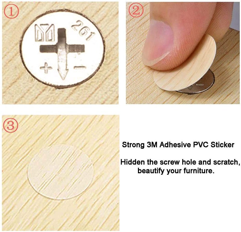 VIWIEU PVC Cover Caps Adhesive Screw Hole Stickers 378 PCS for Wall Vinyl Wood Furniture Repairing, 7 Colors Waterproof Plastic Cover for Cabinets Bookcase Desk Countersunk Screws Cam Lock - Image 4